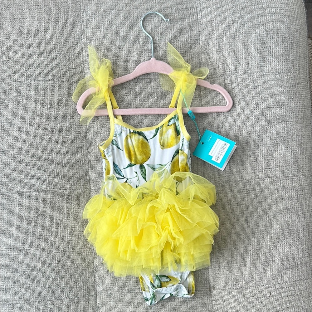 Yellow Lemon Print Tulle Dress